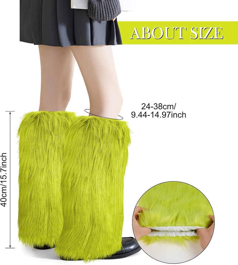 XEPST Faux Fur Fuzzy Leg Warmers Furry Boot Covers for Women, Warm Fuzzy Boot Cuff Boot Sleeves Leg Warmers for Party Costume - Image 2